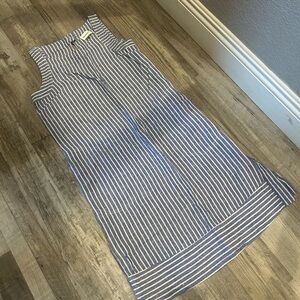 Classic Blue and White Striped Midi Dress